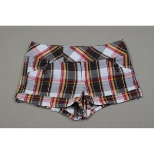 Vintage Y2K Low Rise Short Shorts by Heart Soul - Brown/Red Plaid - Size 3